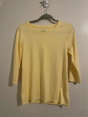 LL Bean Pima Cotton Long Sleeve Tee Pale Yellow Medium (248)
